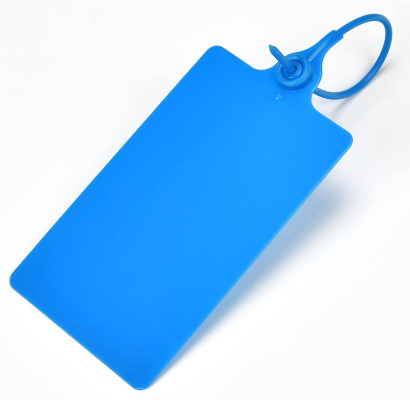 LeadSeals 100 Plastic Shipping Tags - Waterproof, Writable, Hanging Tags with One Marker Pen (Navy Blue) - Image 2